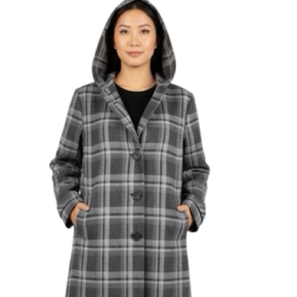 Plaid Raincoat with hood Jacket like new